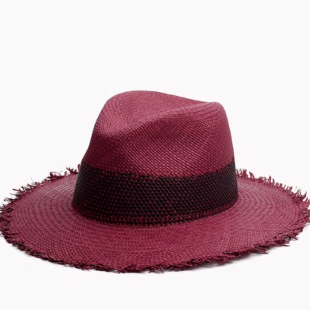 Brand new Rag & Bone FRAYED EDGE PANAMA HAT. Berry. Size: M/L